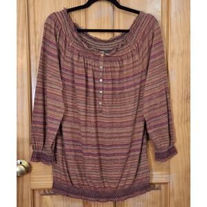 Lauren Ralph Lauren Jeans Shirt Women Medium Earthy Bohemian Phoebe Buffay 1990s